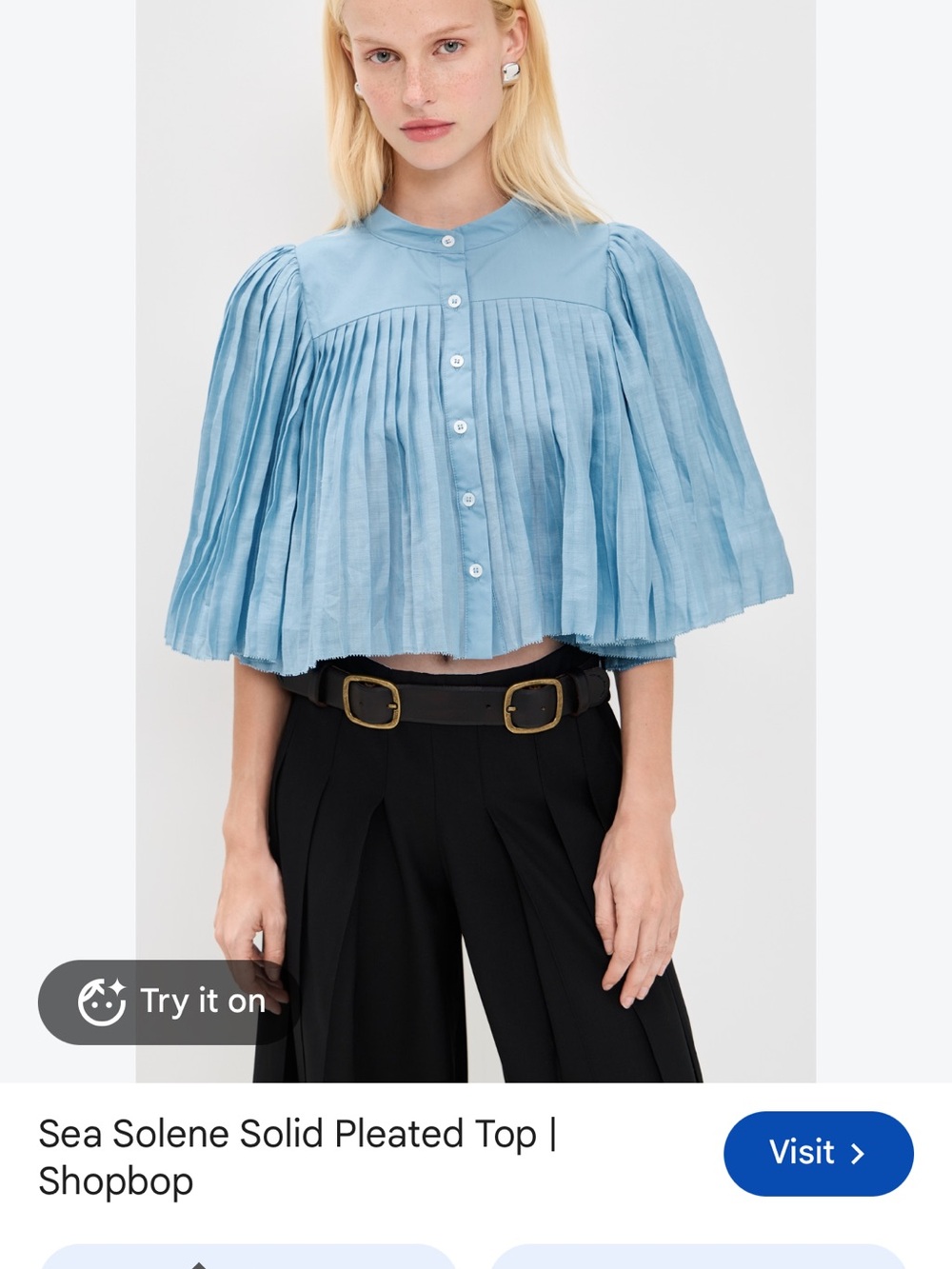 Blue Pleated Cropped Top looking for